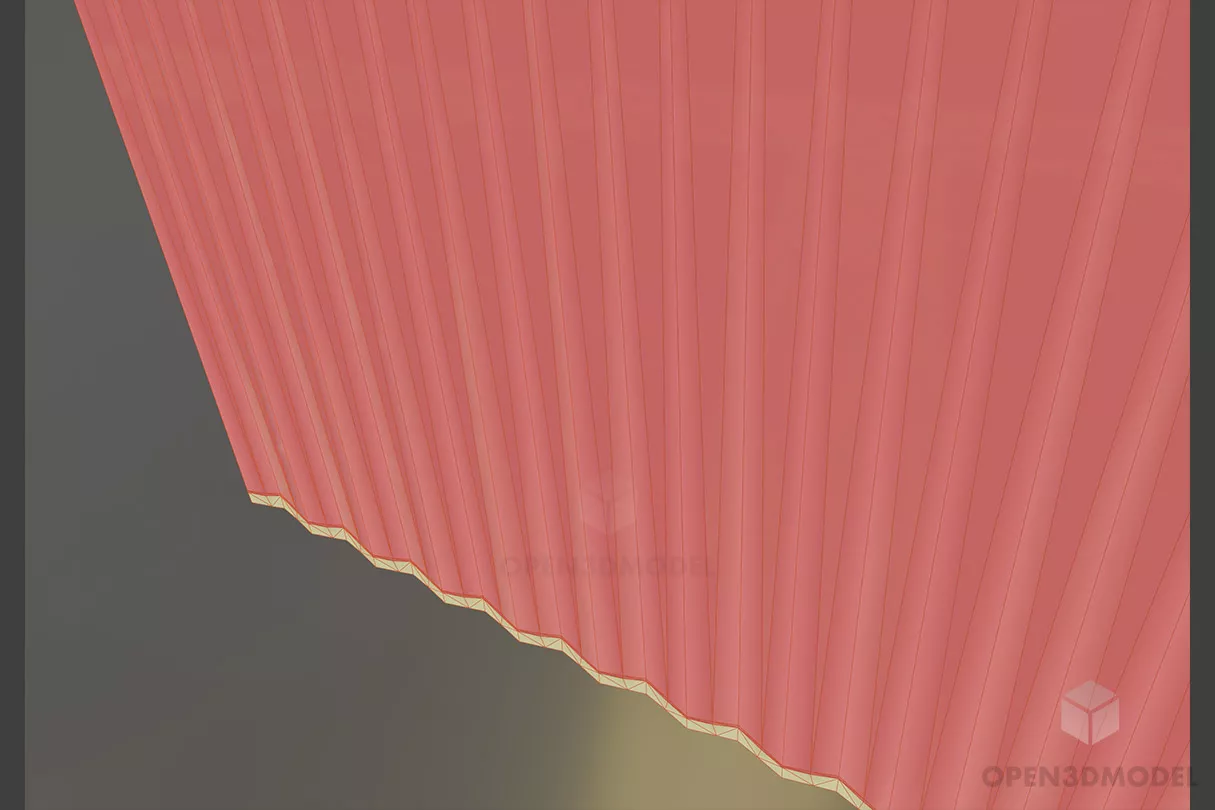 Red Stage Curtain 3d model 2