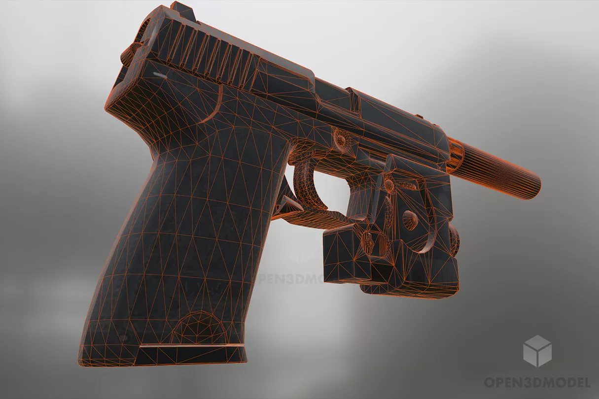 Gun Mwr Usp45 3d model 2