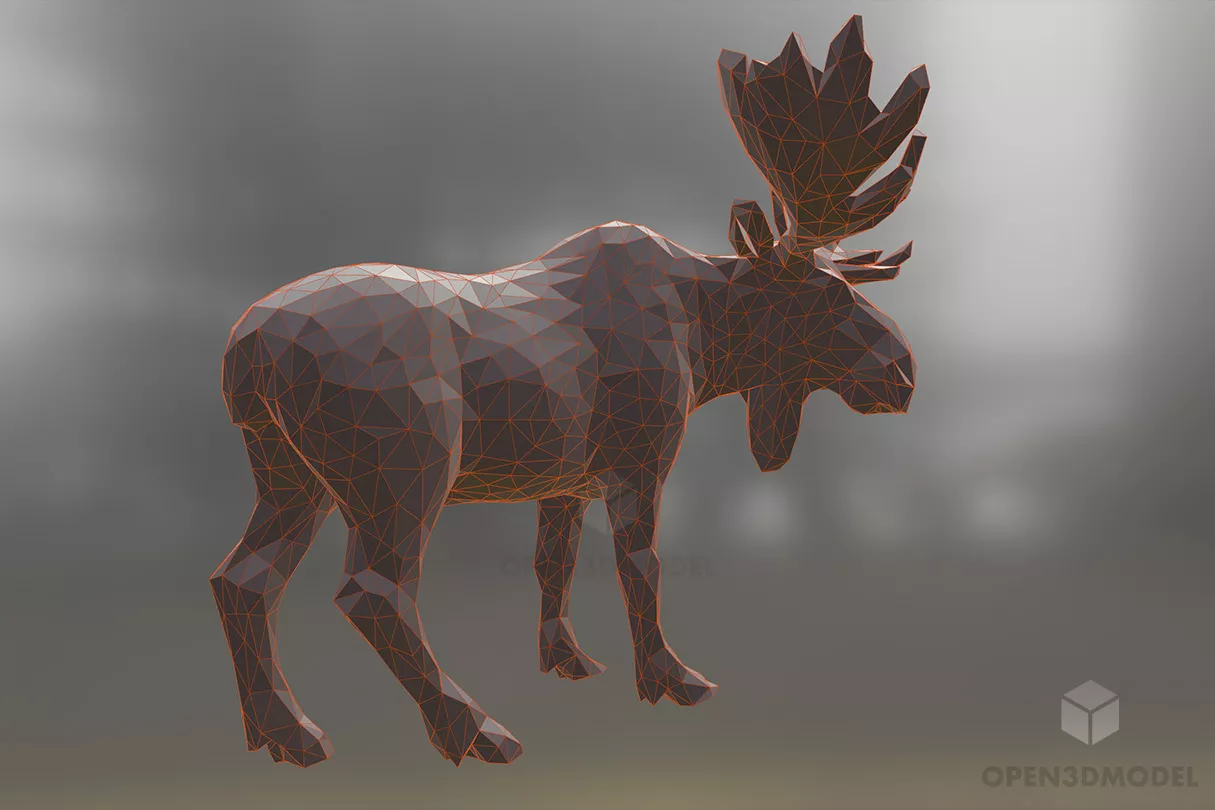 Lowpoly Moose 3d model 2