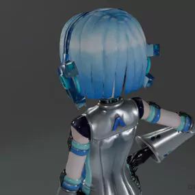 Short Hair Anime Girl Character 3d model