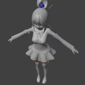 Beauty Anime Girl In Dress Character 3d model