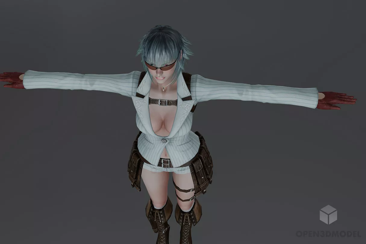 Girl Standing With Hand In Pant 3d model