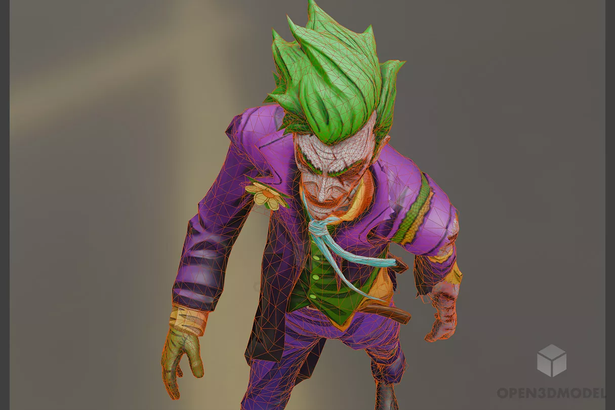 Cartoon Joker Character 3d model 2