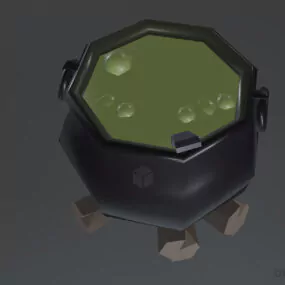 Cartoon Cauldron On Fire 3d model