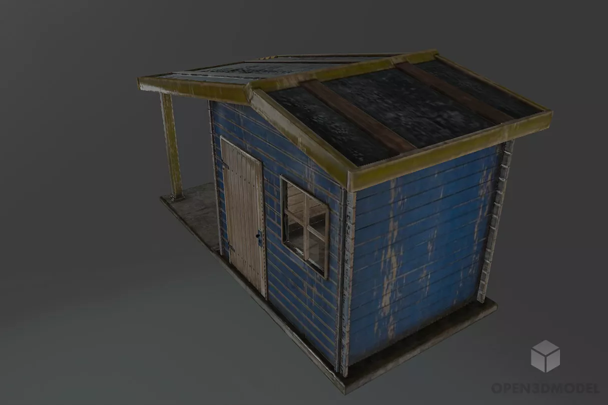Rustic Shed House Building 3d model 2