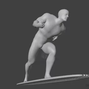 Surfer Man Silver Material 3d model