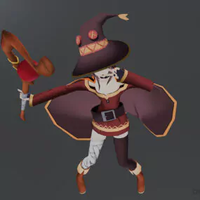 Cute Witch Girl, Anime Character 3d model