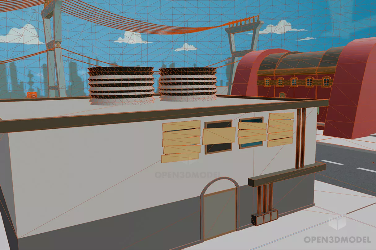 Red Factory Headquarter Building 3d model 2