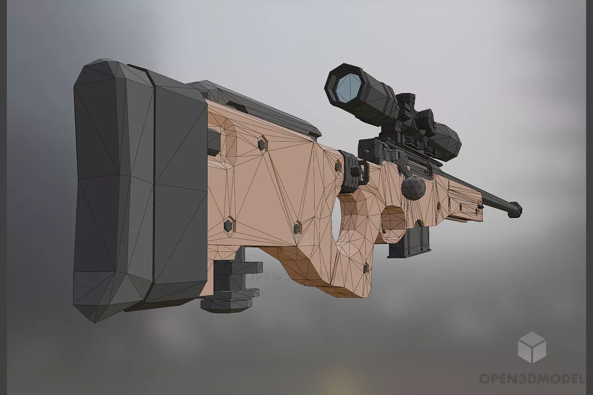 Lowpoly Accuracy Rifle Gun 3d model 2