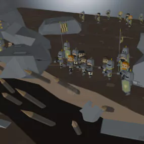 Lowpoly Battle With Cartoon Warriors 3d model