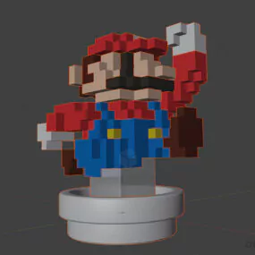 Pixel Mario Character 3d model