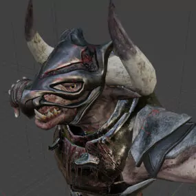 Bull Warrior Character With Weapon 3d model