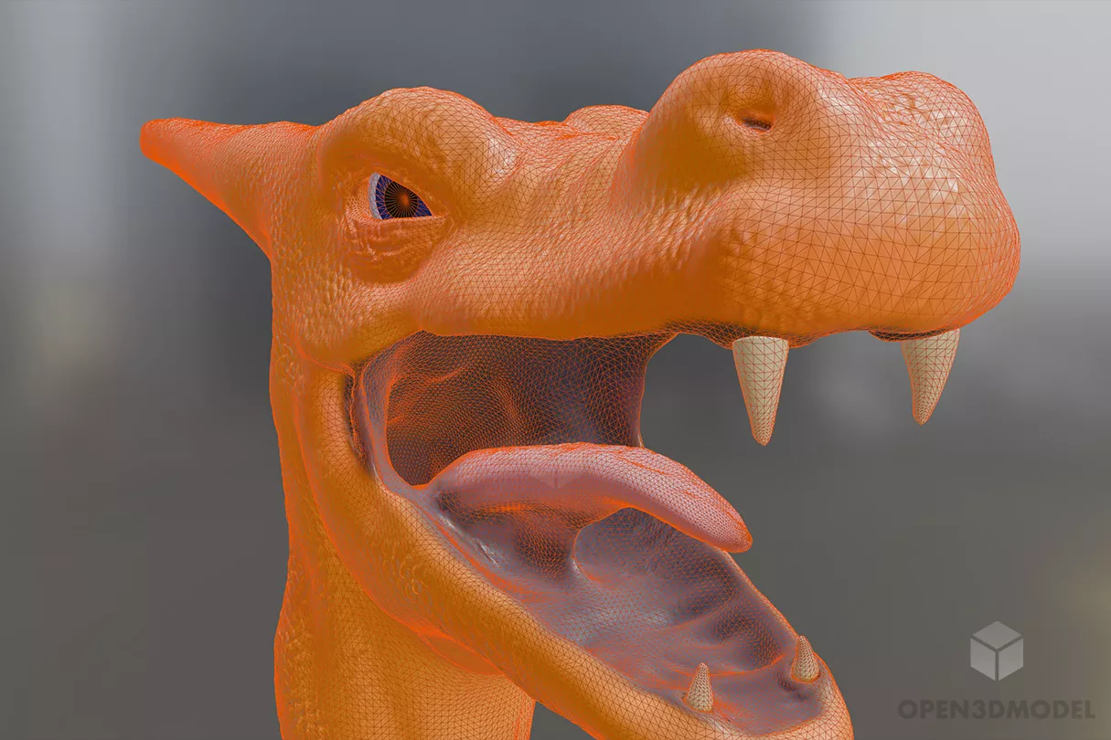 Cartoon Head Dinosaur Animal Sculpt 3d model 2