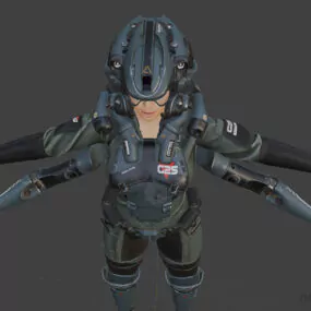 Cyborg Girl Warrior Character 3d model