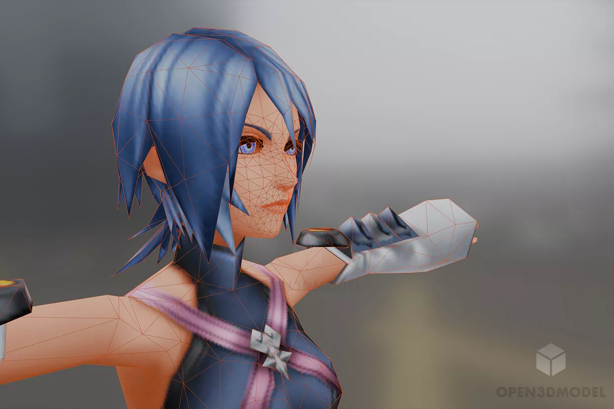 Aqua Girl Anime Character 3d model 2