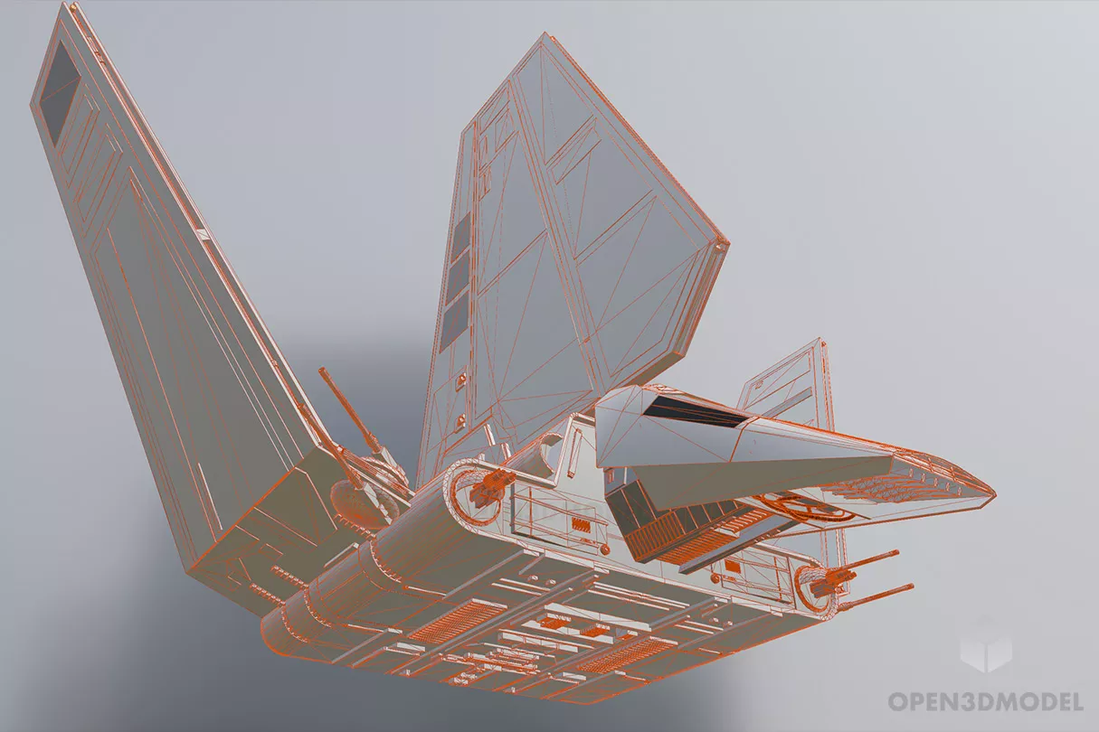 Star Wars Shuttle Four Wings 3d model 2