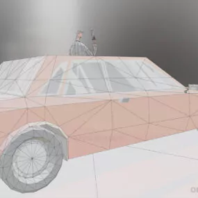 Lowpoly Vehicle With Man Character 3d model