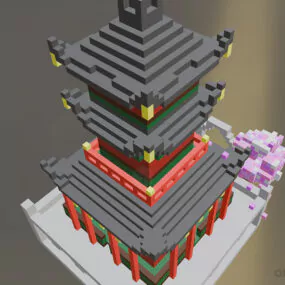 Japanese Temple Lowpoly Building 3d model