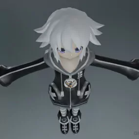 White Hair Girl, Anime Character 3d model