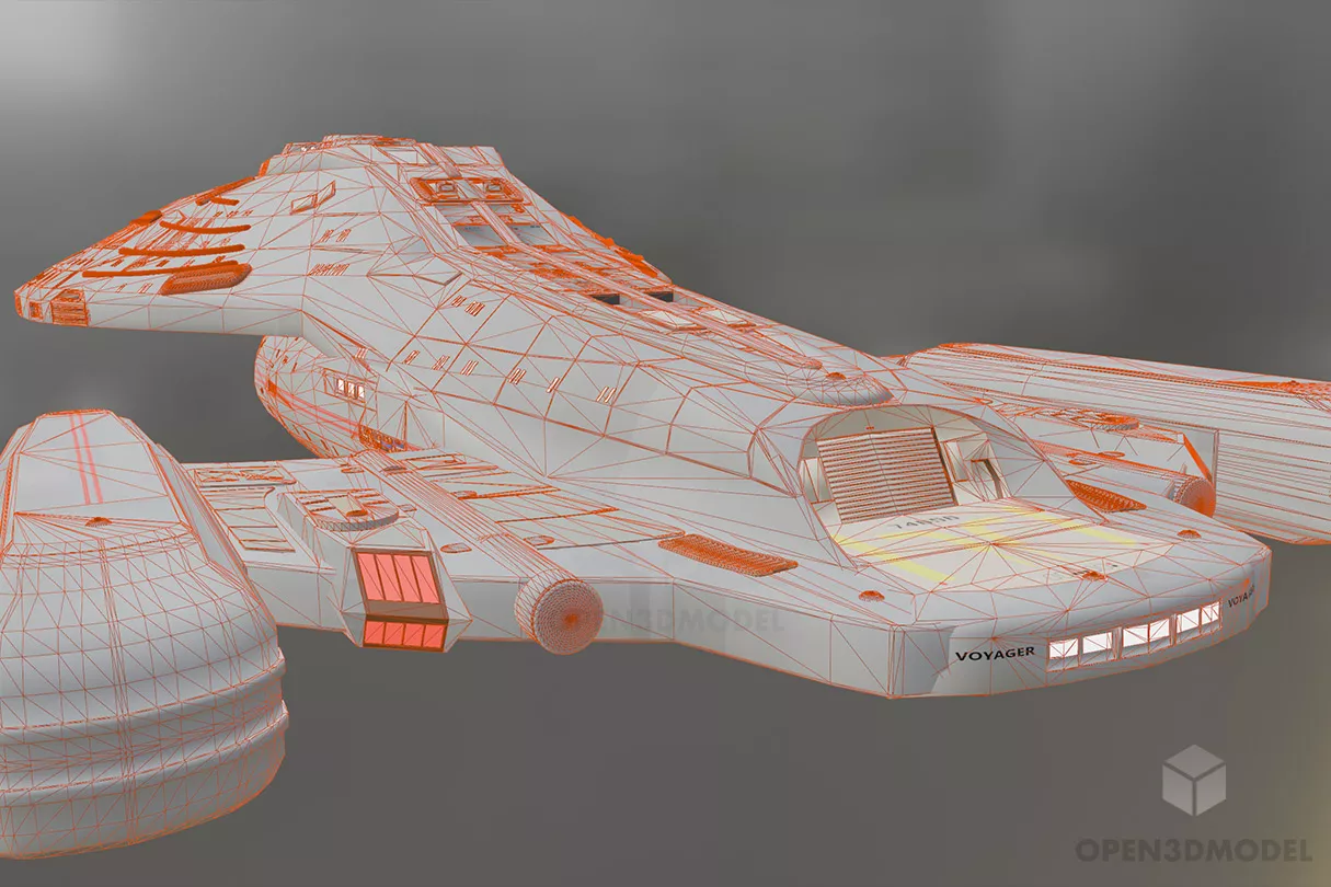 Voyager Ncc Shuttle Spaceship 3d model 2