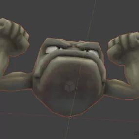 Cartoon Character, Two Arms With Head 3d model