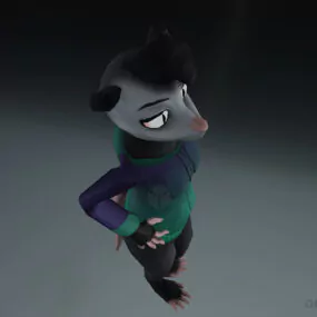Black Cat Girl Cartoon Character 3d model