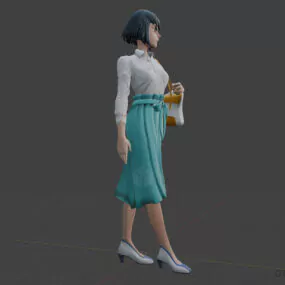 Japanese Anime Girl Satsuker 3d model