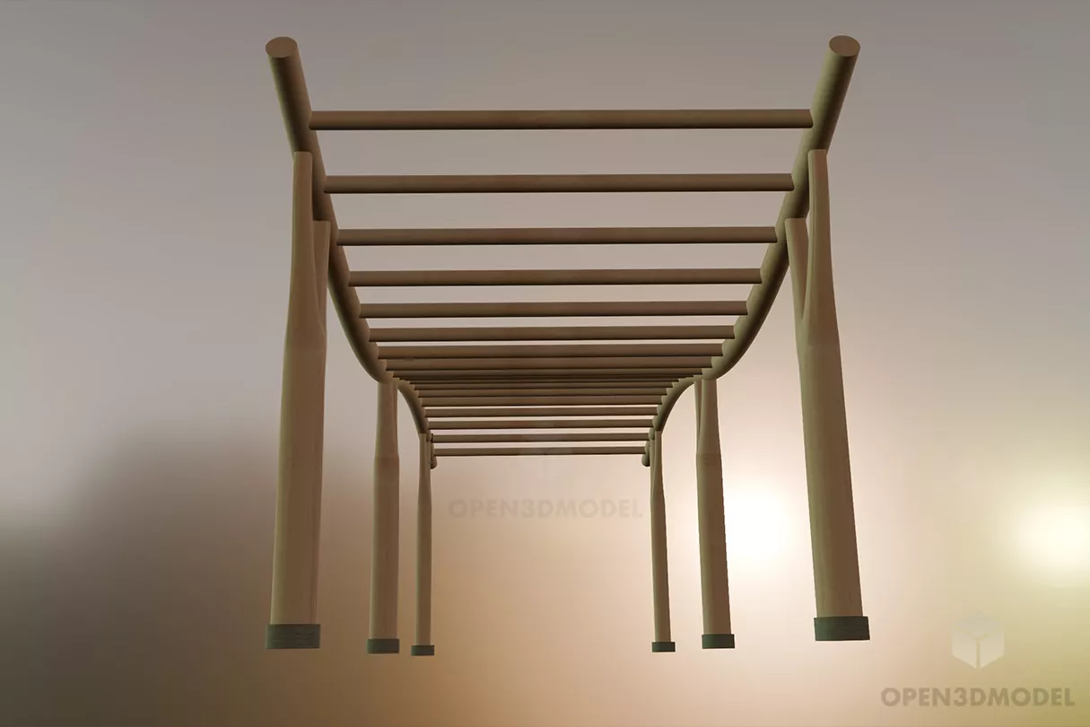 Steel Pergola Curved Shape 3d model Steel Pergola Curved Shape 3d model